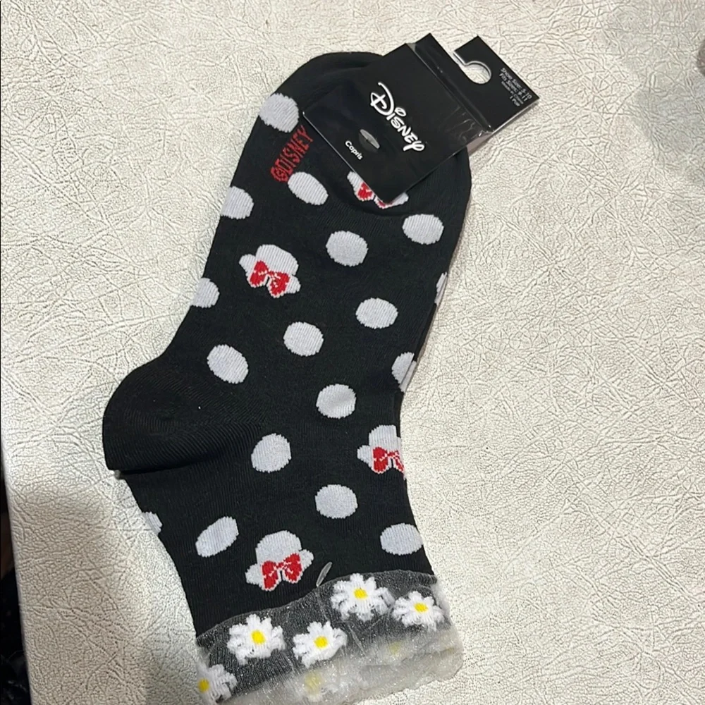 Disney Black Polka Dot Socks with Bow